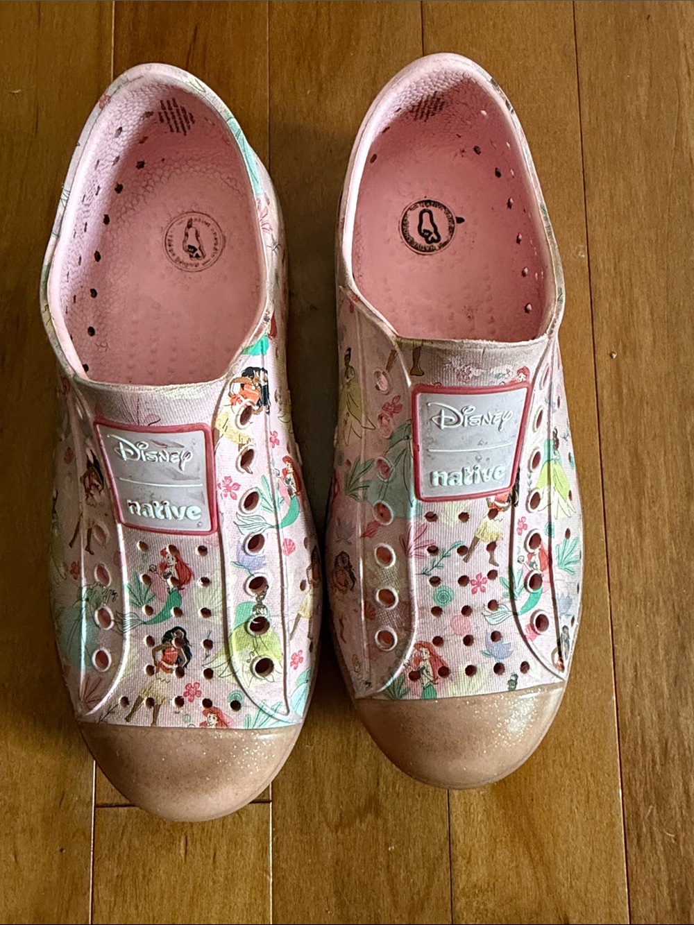 Native Disney Collaboration Kids Pink Floral Disney Princess Slip-On Water Shoes